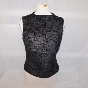Holt Renfrew Studio Womens M Black Sleeveless Crushed Velvet Look Top